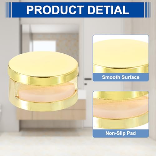 Image of uxcell 4 Pcs Frameless Mirror Mounting Hardware, Zinc Alloy Mirror Holders Mirror Mounting Clips Mirror Hanging Holders Brackets Kit with Screws & Anchors for Bathroom, Gold