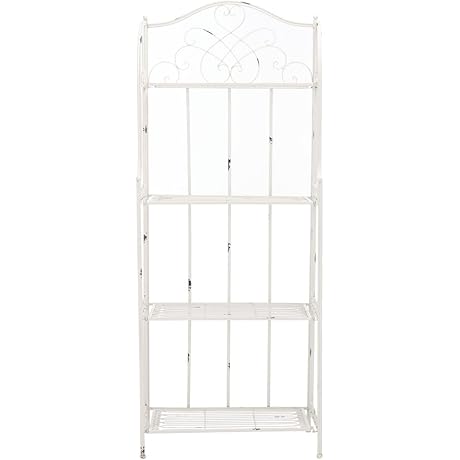 Safavieh Amaris Antique White Wrought Iron 4-Tier Bakers Rack