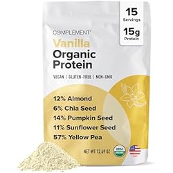 Complement Vegan Vanilla Protein Powder - Organic Protein Low Carb, Low Calorie, Sugar Free, Soy Free, Non-GMO, Gluten Free - 15g Yellow Pea, Pumpkin Seed Plant-Based Protein (15 Servings)