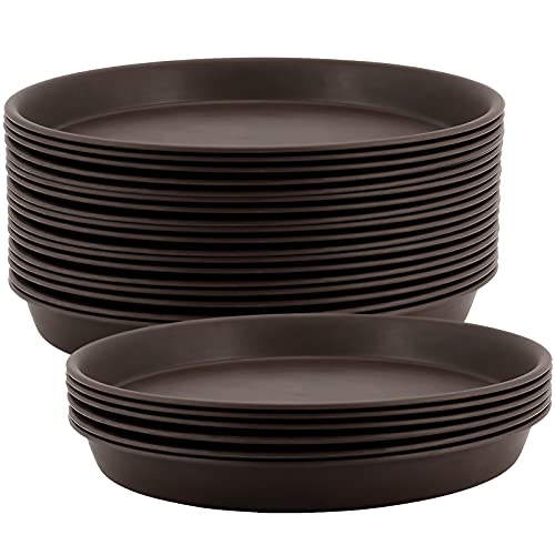 Lauyut 24 Pack 12 Inches Plant Saucer Drip Trays, Suit For Pots Less Than 10 Inches Bottom Diameter, Thick Brown Plastic Plant Trays, Round Plastic Drip Trays For Indoor And Outdoor Plants #TOP14