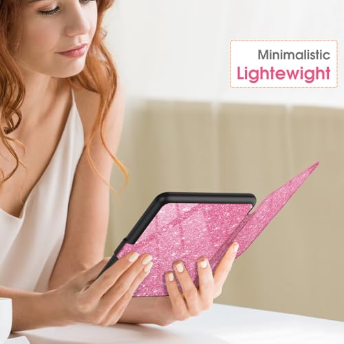 Image of Fintie Case for 7 inch All-New Kindle Paperwhite (12th Generation, 2024) and Kindle Colorsoft Signature Edition - Slim Lightweight Shell PU Leather Protective Cover with Auto Sleep /Wake, Magenta Glitter