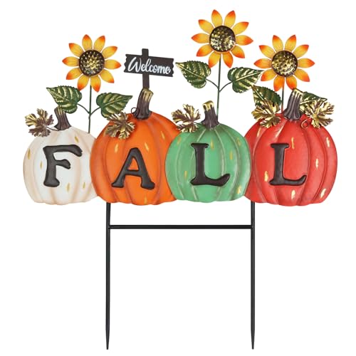 YEAHOME Fall Decorations Outdoor, Fall Letter Pumpkin Decorative Garden Stakes