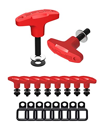 Image of GPCA Quick Release Tie Down Anchor + D Ring w /o Nut, Ford Bronco | Hardtop Bolts, Cargo Hooks, Hard Top Removals, 25mm Thumbscrew, Bronco Accessories (8PC, Red)