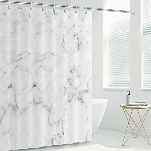 Toplive 72 x 72 Inch Fabric Shower Shower Curtain with Hooks, Curtain with Rust-Resistant Metal Rings and 12 Plastic Hooks Thick Shower Curtain Gray