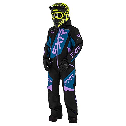 FXR Youth CX Monosuit F.A.S.T. Insulated Fleece Lined Pockets Warm Durable Shell - Black/Ocean/Lilac - 16