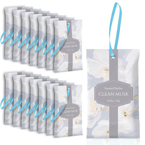Image of SCENTORINI Scented Sachets for Drawer and Closet, Pure Musk Scent 14 Pack | Long-Lasting Sachets Bags Gift Set, Wardrobe Freshener for Dresser, Closet, Clothes Storage, Suitcases, Gym Bag, Locker
