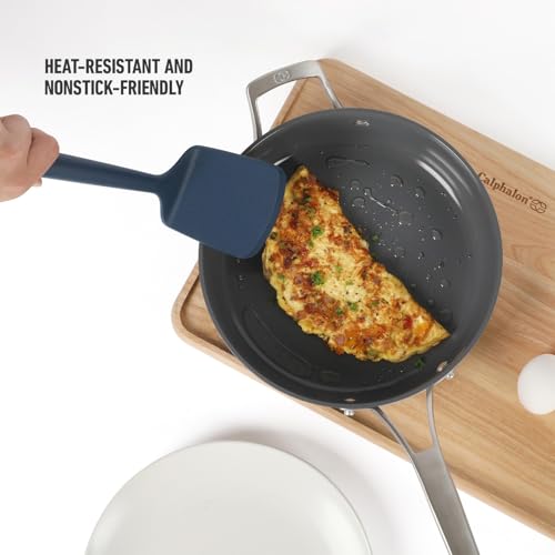 Image of Calphalon Edge Silicone Turner, Flexible Silicone Cooking Spatula with Reinforced Core, Heat-Resistant Nonstick-Safe Turner for Flipping & Cooking, Navy