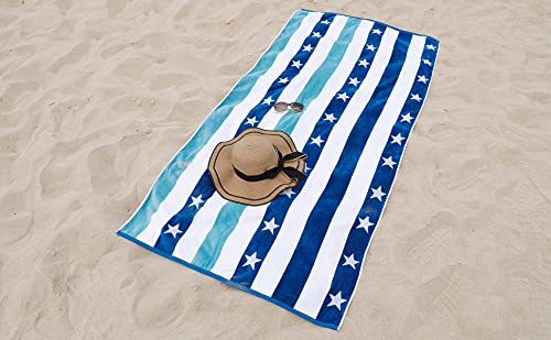 Forestlang Large Oversized Beach Towels - 3 Pack Fluffy 35 X 70 Inch Cotton Velour Star Striped Pool Towel, Plush Cabana Summer Swim Towel #TOP1