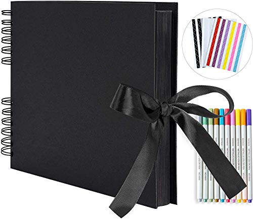 Álbum de recortes, Álbum de fotos de 80 páginas negras, Álbum de papel hecho a mano A4, Kit de accesorios de bricolaje Álbum de recortes, Aniversario, Boda, Libro de recuerdos, Cumpleaños, Navidad Cover