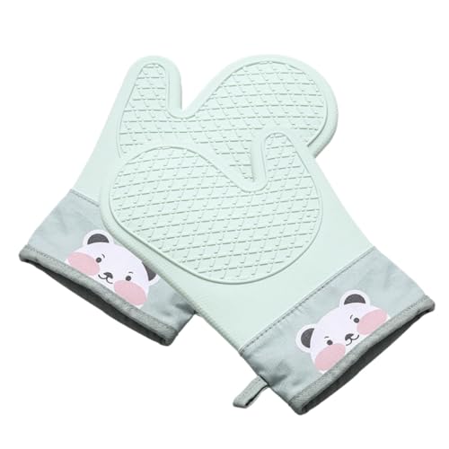 Mobestech 耐熱シリコンオーブングローブ 厚手滑り止め設計 電子レンジ対応 キッチン用防?手套 手首保護付き 温耐性強化グリーン