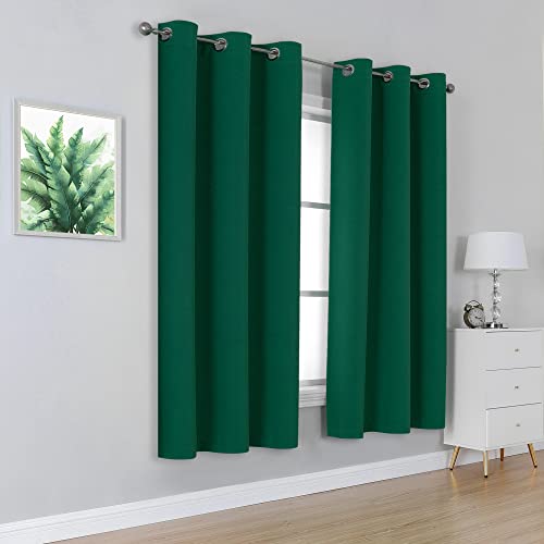 Dualife Forest Dark Green Blackout Curtains 54 Inch Length Thermal Insulating Room Darkening 38 Inch Width Short Window Curtain Panels For Living Room 38 By 54 Inch 2 Panels Grommet #TOP1