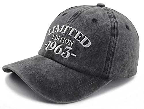 60Th Birthday Gifts For Women Men, Limited Edition 1963 Vintage Hat, Happy 60 Years Old Birthday Decorations Hat, Funny Adjustable Embroidered Baseball Cap Gifts For Dad Mom Grandpa Grandma Friend #TOP2