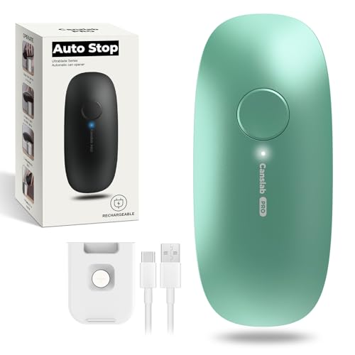 Canslab Ultrablade PRO Auto Stop Can Opener - Rechargeable Electric Can Opener for Kitchen for Seniors with Arthritis - One Touch Side Cut Opener, Smooth Edge, Handfree, Wall Mounted Small Size, Green