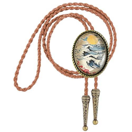 Image of Jeilwiy Bolo Tie for Men Western Cowboy Gothic Bolo Tie Necklace Halloween | Glow in Dark Bolo Tie for Men Women, 3D Halloween Bolo Tie, Gothic Western Ties, String Ties for Men Rodeo Leather Necktie