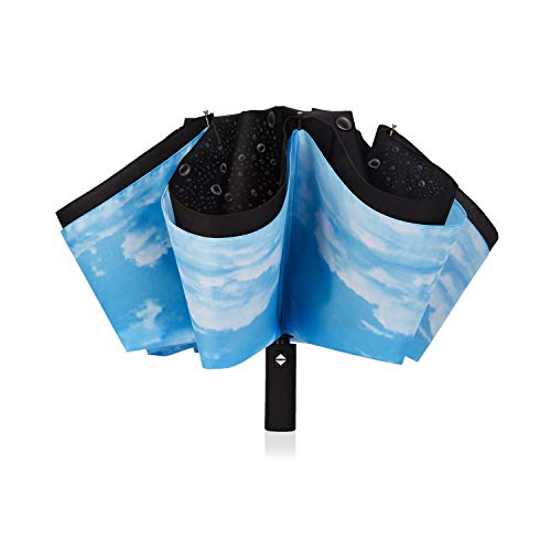 Image of Inverted Umbrella Double Layer Automatic Folding Reserve Umbrella Windproof UV Protection for Rain Car Travel Outdoor Men Women