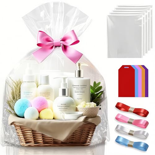 Papier Transparent Emballage,Grand Sac Cadeau Cellophane Emballage Transparent Papier Emballage Fleuriste,Panier Cadeau Film Cristal,Papier Cellophane,Papier...