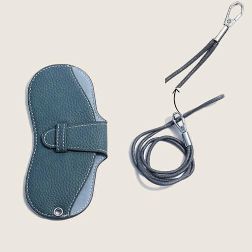 Image of FASHIXD Glasses Case Portable Travel Sunglass Case with Lanyard Eyeglass Pouch Bag Sunglass Holder for Purse For Women Men (Classic-Light blue)