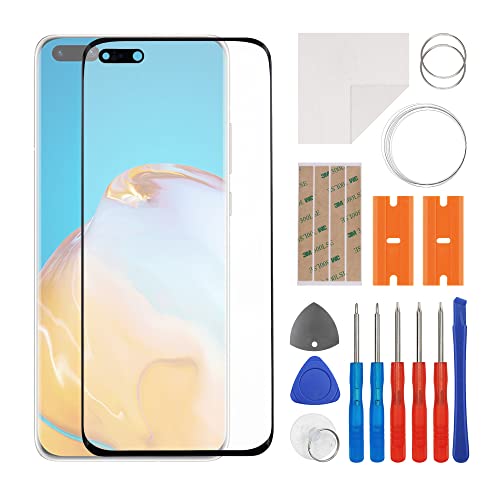 SWARK Front Screen Glass Outer Panel Lens Replacement +OCA Compatible with Huawei P40 Pro (No LCD Screen and Touch Digitizer) with Repair Kit
