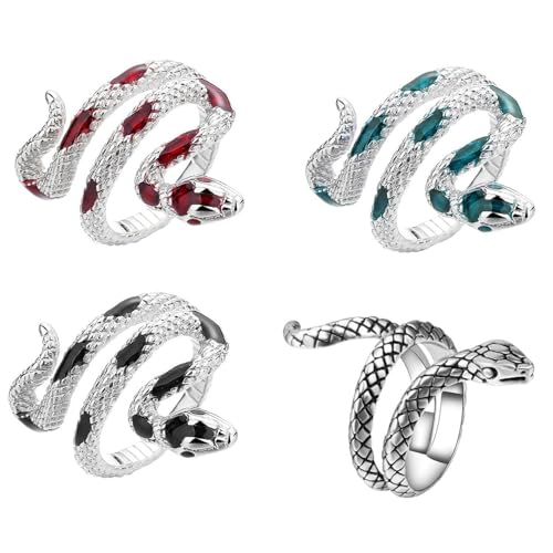 WUFGWBD 4 Pieces of Snake-Shaped Rings, Fashionable Personal