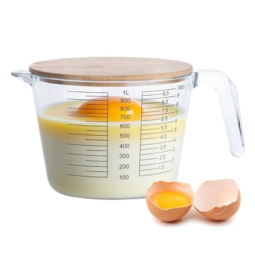 Backmesswerkzeuge - Küche Messbecher | Glasbehälter Messen Becher Backbedarf | Mikrowelle Sichere Küchenwerkzeuge Mit Deckel Für Flüssiges Eiernahrungsmittel Kochmischung Zu Hause Apartment Und