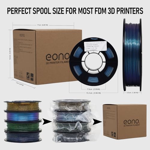 Eono 3D Printer Filament PLA Filament 1.75mm Multicolor Mixed 3D Printing Filament 250g*4 Sample Pack. - Image 5