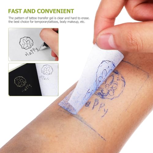 Image of Healeved 1set Tattoo Transfer Gel Cream Kit with Transfer Papers Complete Tattoo Supplies for Beginners Antiperspirant for Stencil Transfers Temporary Tattoo Accessories