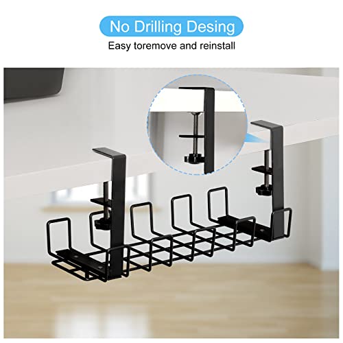 Patikil Cable Management Tray Under Desk, Wire Management Rack Wire Organizer Cable Organizers For Office Home, Black #TOP2