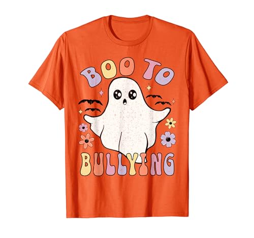 Día de la Unidad Antiacoso Boo To Bullying Ghost Pumpkin Orange Camiseta