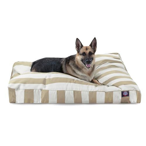 Majestic Pet Rectangle Large Dog Bed Washable  Non Slip Comfy Pet Bed  Dog crate Bed with Removable Washable Cover  Dog Kennel Bed for Sleeping - Dog bed X-Large Breed 50x42x5 Inch  Sand Beige