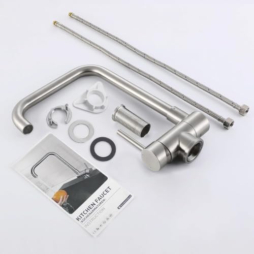 Miniatura 8 de Lonheo Grifo Cocina Abatible, Grifo De Fregadero Plegable Giratorio 360 , Grifo Cocina Bajo Ventana De Acero Inoxidable 304, Mezclador Fregadero Agua Fría Y Caliente Para Cocina