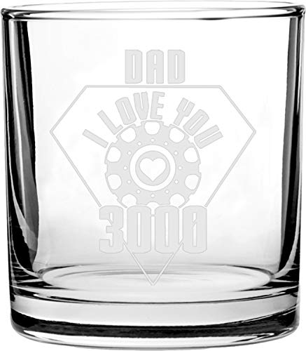 Dad I Love You 3000 Metal Heart Reactor Film Parody Father's Day - 3D Laser Engraved Scotch Whiskey Glass 10.5 oz