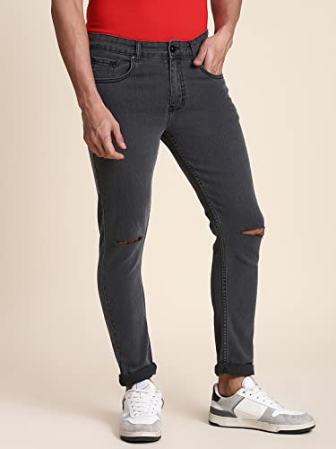 Image of Dennis Lingo Men's Stretchable Mid Rise Slim Fit Distressed Jeans