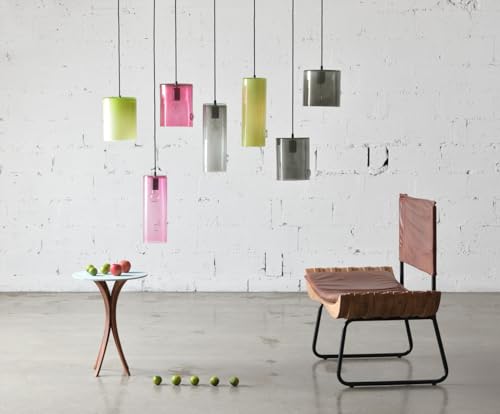 Suspension en verre E27 jaune fluo pour salon sombre