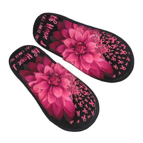 Breast Cancer Awareness Flowers Slippers Cozy Non-Slip Indoor Shoes Soft Fluffy House Slippers For Women Men