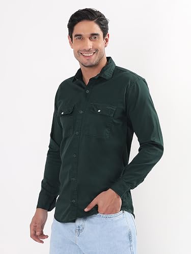 Image of Premium Men Plain Shirt Full Sleeve | Button Down Collar RFD Lightweight Fabric | Regular Fit Casual Wear Shirt with Double Pocket Design