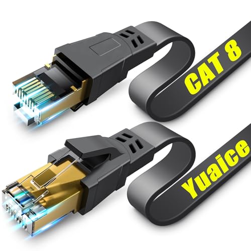 Cat 8 Ethernet Cable, Available 3Ft 6Ft 10Ft 15Ft 20Ft 30Ft 40Ft 50Ft 60Ft 100Ft Lengths for Selection High Speed Flat Internet Network Cable Professional LAN Cable Shielded for Indoor & Outdoor Use