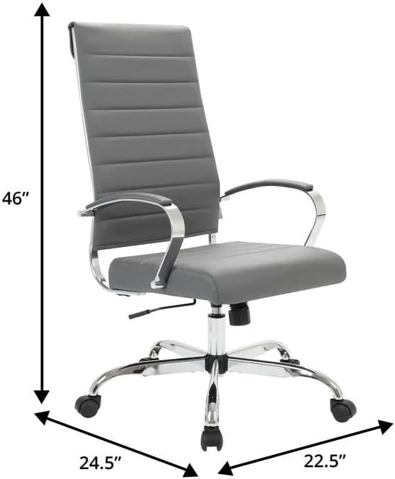 Diagram showing the dimensions of the LeisureMod Benmar Office Chair