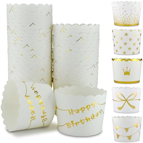 Frau WunderVoll® 50 Muffin Backformen weiß Gold (metallic) Happy Birthday Durchmesser 6,1 cm/goldene Muffins Muffinbackform Muffinform Form Backförmchen Cupcake Formen Förmchen Papier Cupcakeformen Frau WunderVoll® 50 Muffin Backformen weiß Gold (metallic) Happy Birthday Durchmesser 6,1 cm/goldene Muffins Muffinbackform Muffinform Form Backförmchen Cupcake Formen Förmchen Papier Cupcakeformen