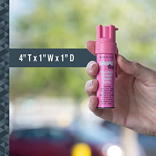 Sabre Red Compact Pepper Spray, Maximum Police Strength Oc Spray With Uv Dye, Compact Belt Clip For Easy Carry And Fast Access, 35 Bursts, 10Foot (3 M) Range, Secure And Easy To Use Safety, Pink #TOP2