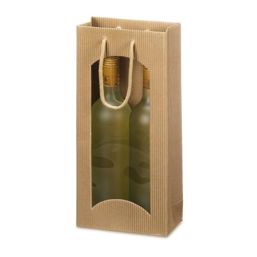 10 x Weintragetasche, Weinverpackung, Flaschentasche (2 Flaschen) - Focus natur