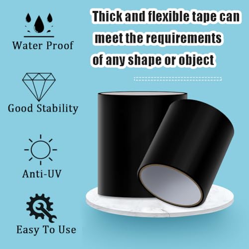 QYEHF Waterproof Tape,2PCS Reparatur-Klebeband, Unterwasser Klebeband, Abdichtband, Reparaturband für Pool, Reparatur-Hafthilfe, schnelles Stoppen bei undichten Stellen Schwarz (10 * 150CM)