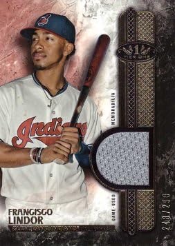 2016 Topps Tier One Relics #T1R-FL Francisco Lindor Game Worn Jersey Baseball Card – Only 299 made!