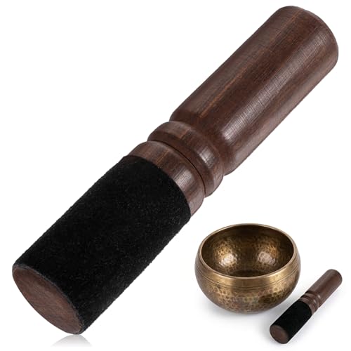 Tibetan Singing Bowl Mallet, Leather Wrapped, Wood Meditation Mallet Sound Bowl Stick for Meditation Yoga Relaxation Gifts