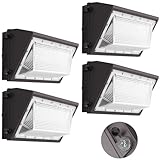 AIKVSXER 4 Pack 130W LED Wall Pack Light with Dusk to Dawn Photocell, 20,800LM 6000K IP65 Waterproof Commercial Outdoor Wall Lights for Parking Lot, Warehouses, Yard, Barn AC120-277V