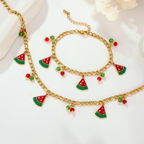 Pulseras de sandía de acero inoxidable joya de frutas mujer 4