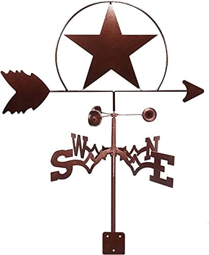 LAZULZ Metal Weather Vane Weathervane Five-Pointed Star Silhouette Weather Vane Weathercock Direction Indicator Garden Stake Art Decor Stainless Steel for Outdoor Bracket Decor Craft