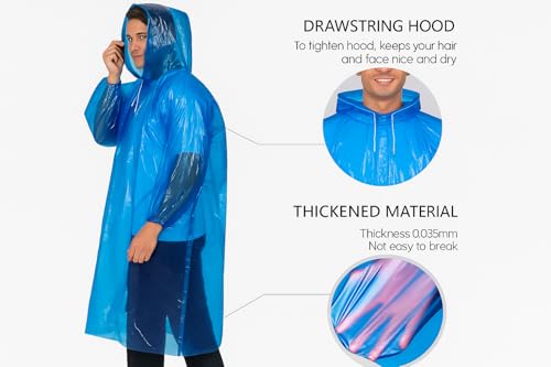 Image of Waterproof Unisex Raincoat | Hooded Full Sleeves Outdoor Poncho for Men, Women, Boys & Girls | Disposable Poncho Raingear Travel Rainsuit Barsaati Durable PVC Rainwear for Camping, Hiking, Travelling