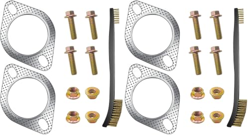 Image of Strongthium 2Pcs 2.5 inch Exhaust Gasket 2 Bolt for 2.5 Inch Muffler Flange Manifold 120-06310-0002 High Temperature w / 4Pcs Exhaust Bolts Repair kit for Cars Trucks (Pack of 2)