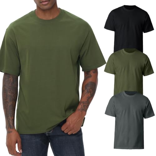 Image of KEEPSHOWING Mens Oversized Short Sleeve T-Shirts Cotton Loose Fit Tees