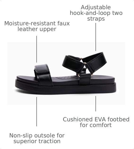 Image of Coutgo Women's Arch Support Adjustable Strap Flat Sandals